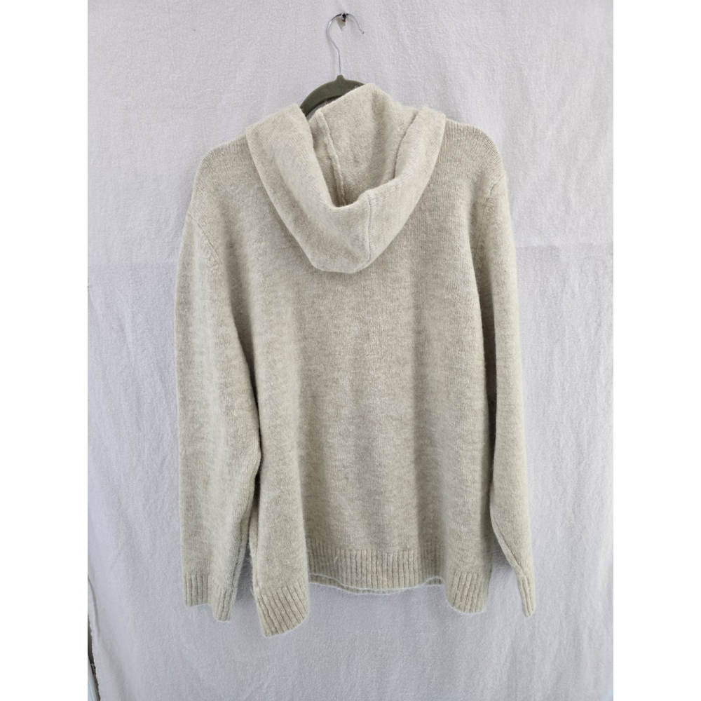 Old Navy L Sleeve Hooded Beige Sweater W/ Pockets. Beige Soft Fuzzy. Mens Large - Picture 9 of 9